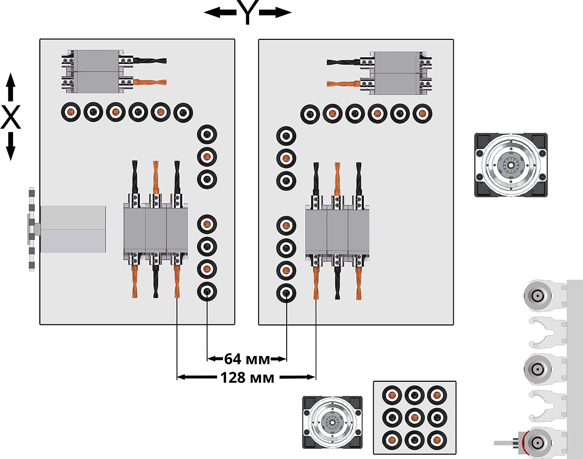 Configuration of the drilling group of the KDT KD-612nhsz machine